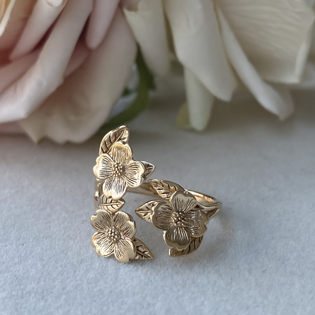 Bohemian Copper Floral Stone Open Ring Middle Eastern Inspired Jewelry